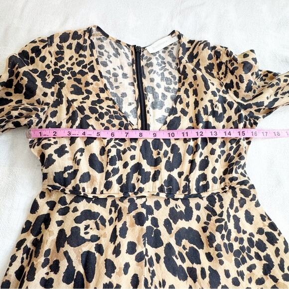 Zimmermann Veneto Plunge Leopard Printed Midi Dress Animal Print Size 1 (S) - Picture 8 of 15